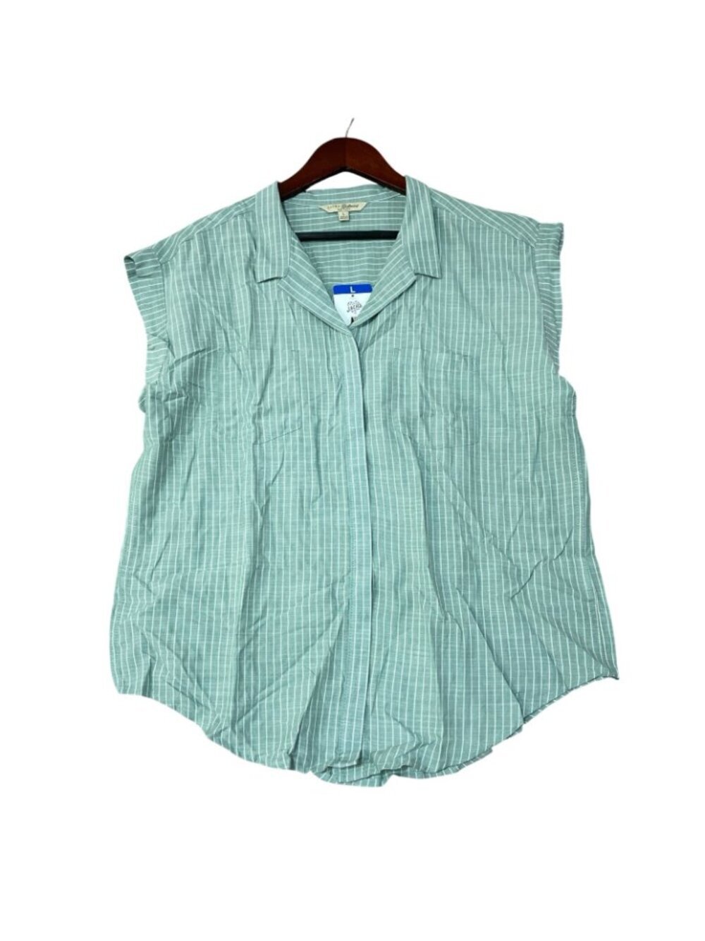 NWT Jachs Girlfriend Women's L Green Striped Sleeveless Button Front C1017 - Picture 4 of 12